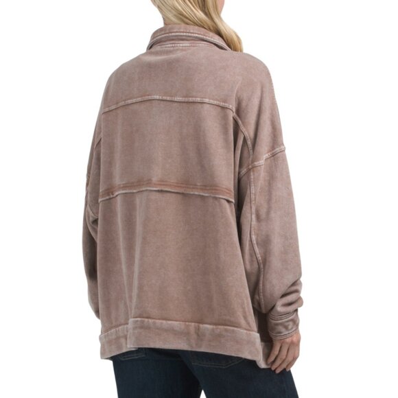 LA BIZ Taupe Slouchy Fleece Jacket - Picture 2 of 2